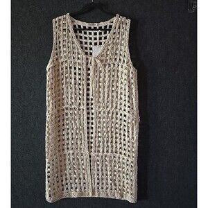 Elisa Immagine UK Long Vest DusterBohemian Tie Top Ivory Ecclectic OS Cotton NWT